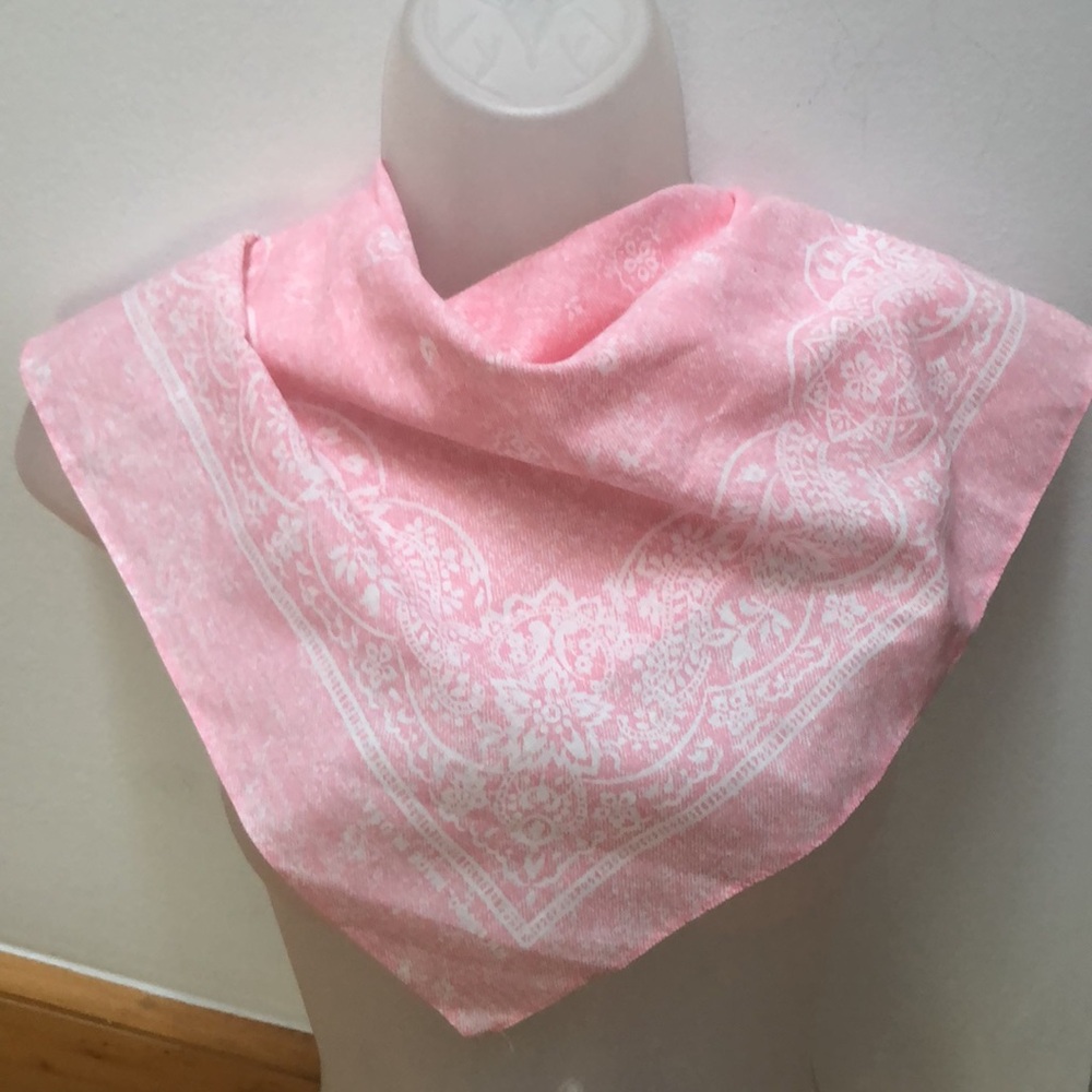 Vintage Pink and White Denim Look Scarf Bandana